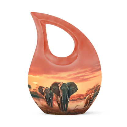 10 inch Elephant Urn with Cross Drop Design 