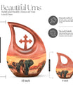 10 inch Elephant Urn with Cross Drop Design 