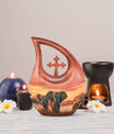 10 inch Elephant Urn with Cross Drop Design 