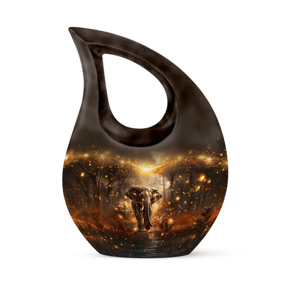 10-inch Elephant Urn with Cross Drop design for human ashes