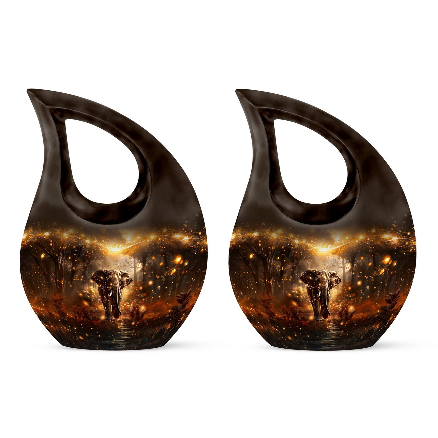 10-inch Elephant Urn with Cross Drop design for human ashes
