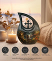 10 Inch Aluminium Cross Drop Elephant Cremation Urn 