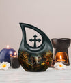 10 Inch Aluminium Cross Drop Elephant Cremation Urn 