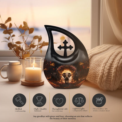 10 Inch Cross Drop Elephant Cremation Urn made 