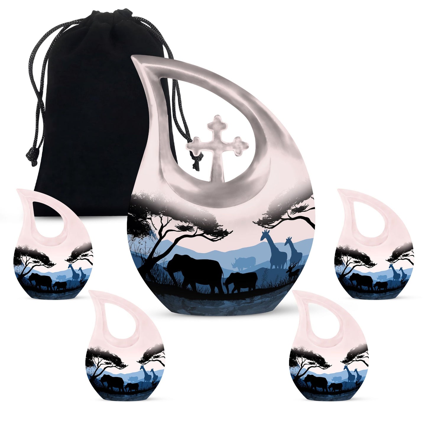 10 inch Elephant Urn with Cross Drop design 