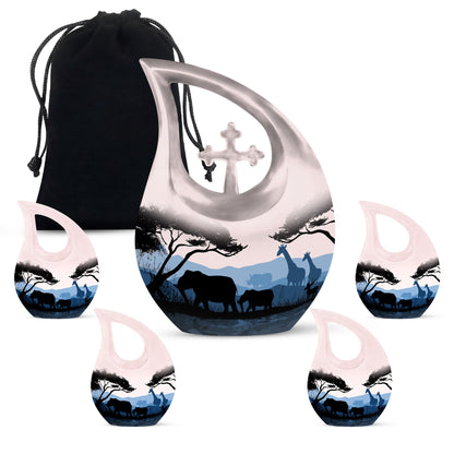 10 inch Elephant Urn with Cross Drop design 