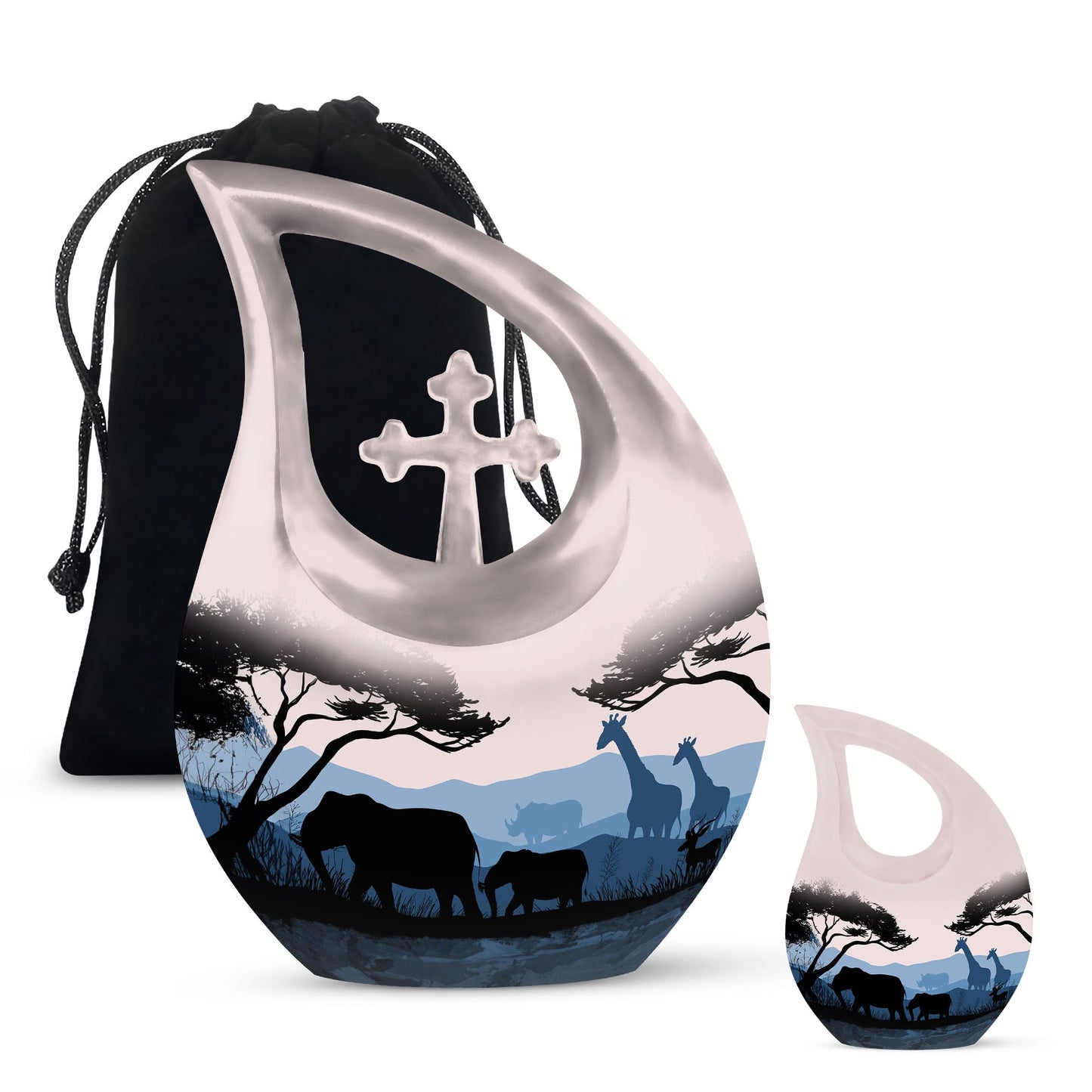 10 inch Elephant Urn with Cross Drop design 