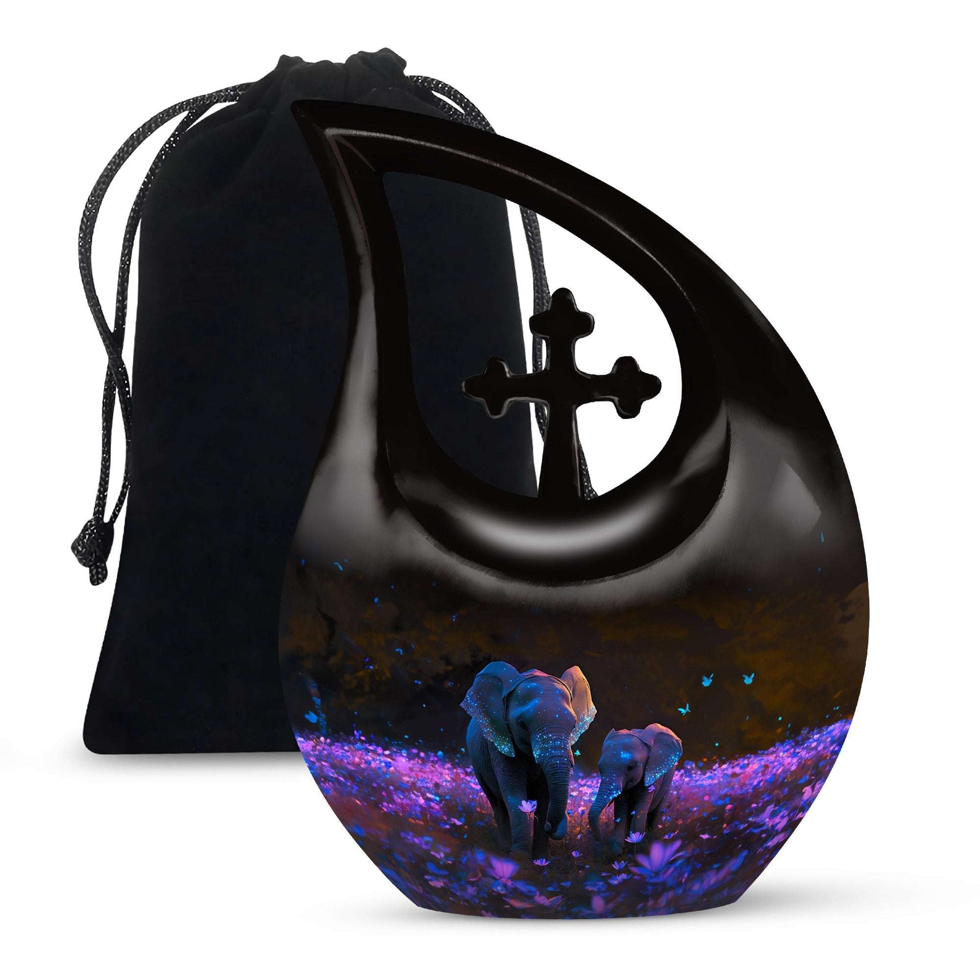 Elephant Floral Urn for Human Ashes Adult - Keepsake Funeral Urns