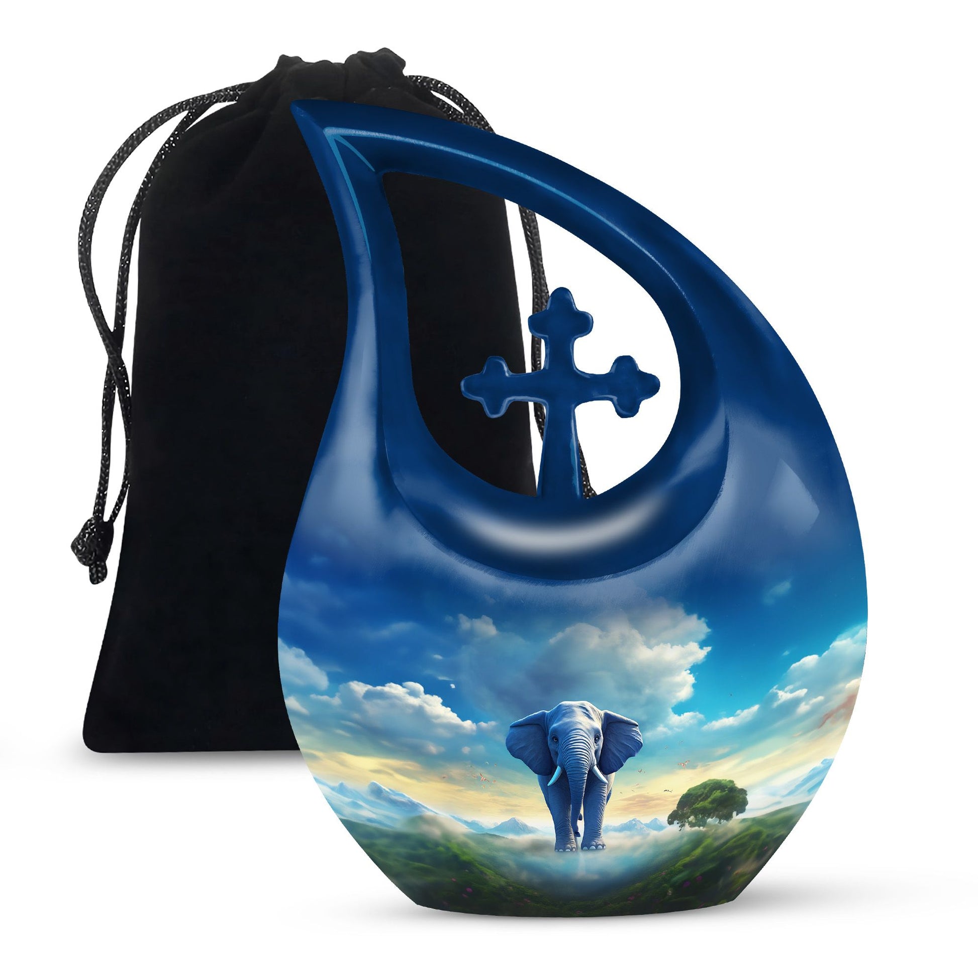 Cross Drop designed 10-inch Elephant Urn, made 