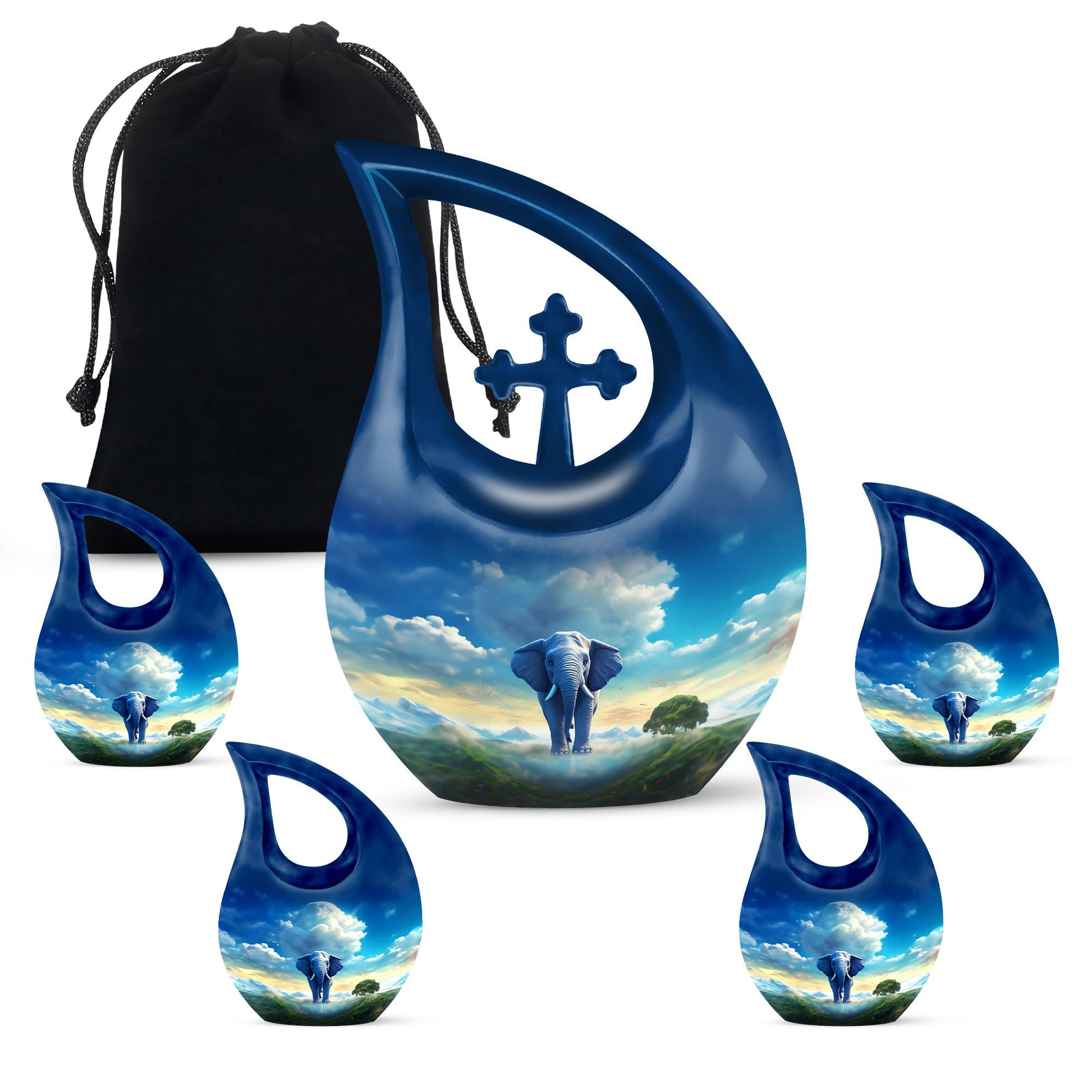 Cross Drop designed 10-inch Elephant Urn, made 