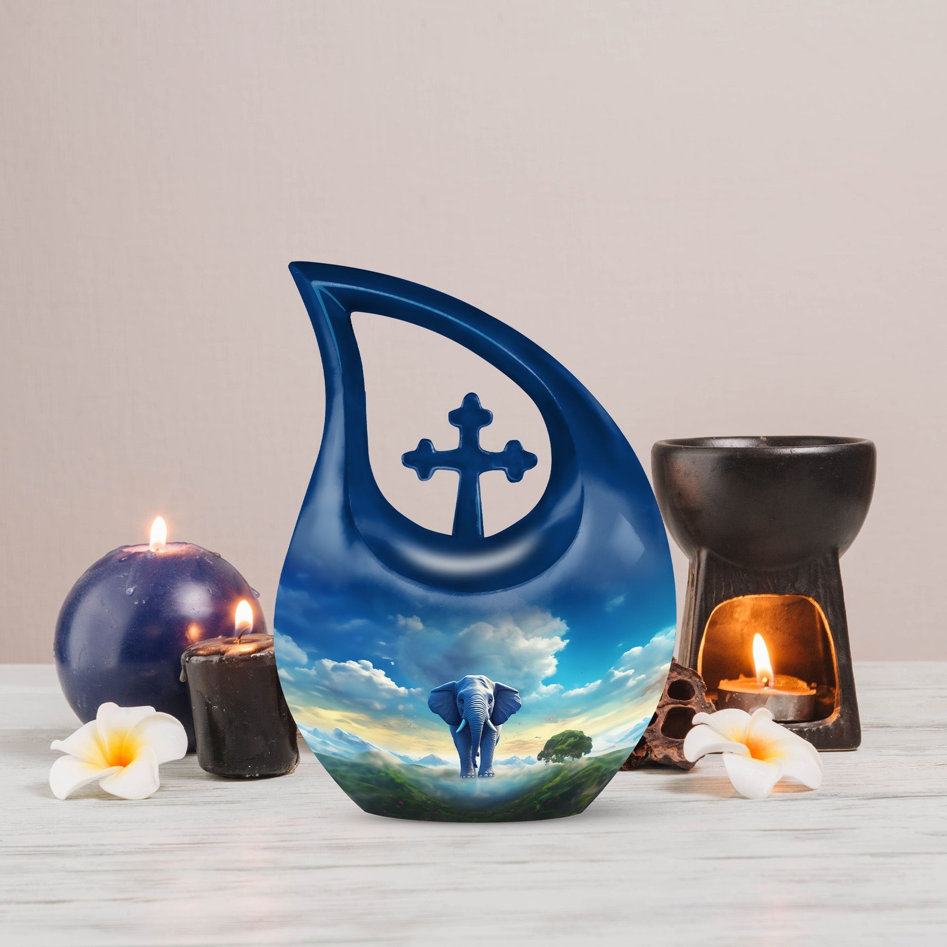 Cross Drop designed 10-inch Elephant Urn, made 