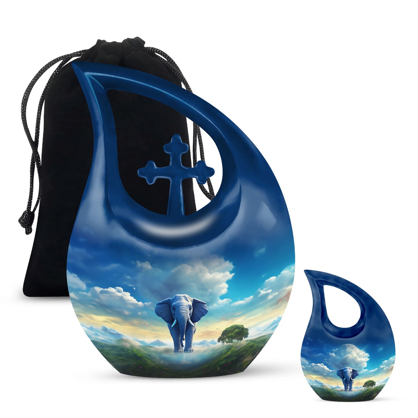 Cross Drop designed 10-inch Elephant Urn, made 