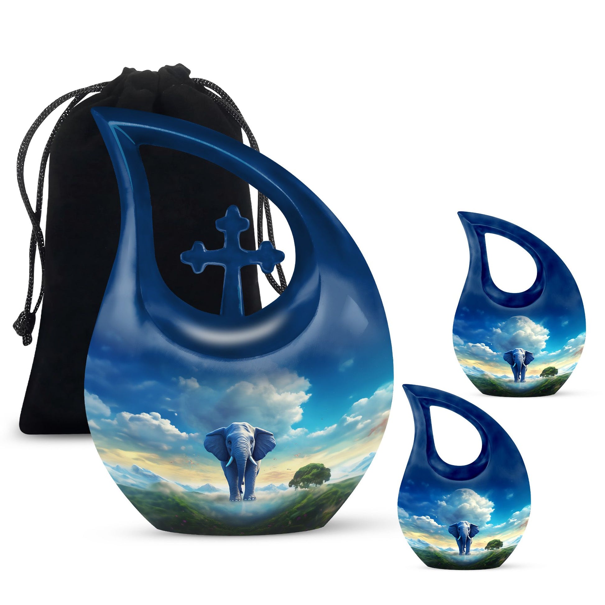 Cross Drop designed 10-inch Elephant Urn, made 