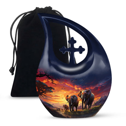 10-inch Elephant theme Aluminium Cremation Urn 