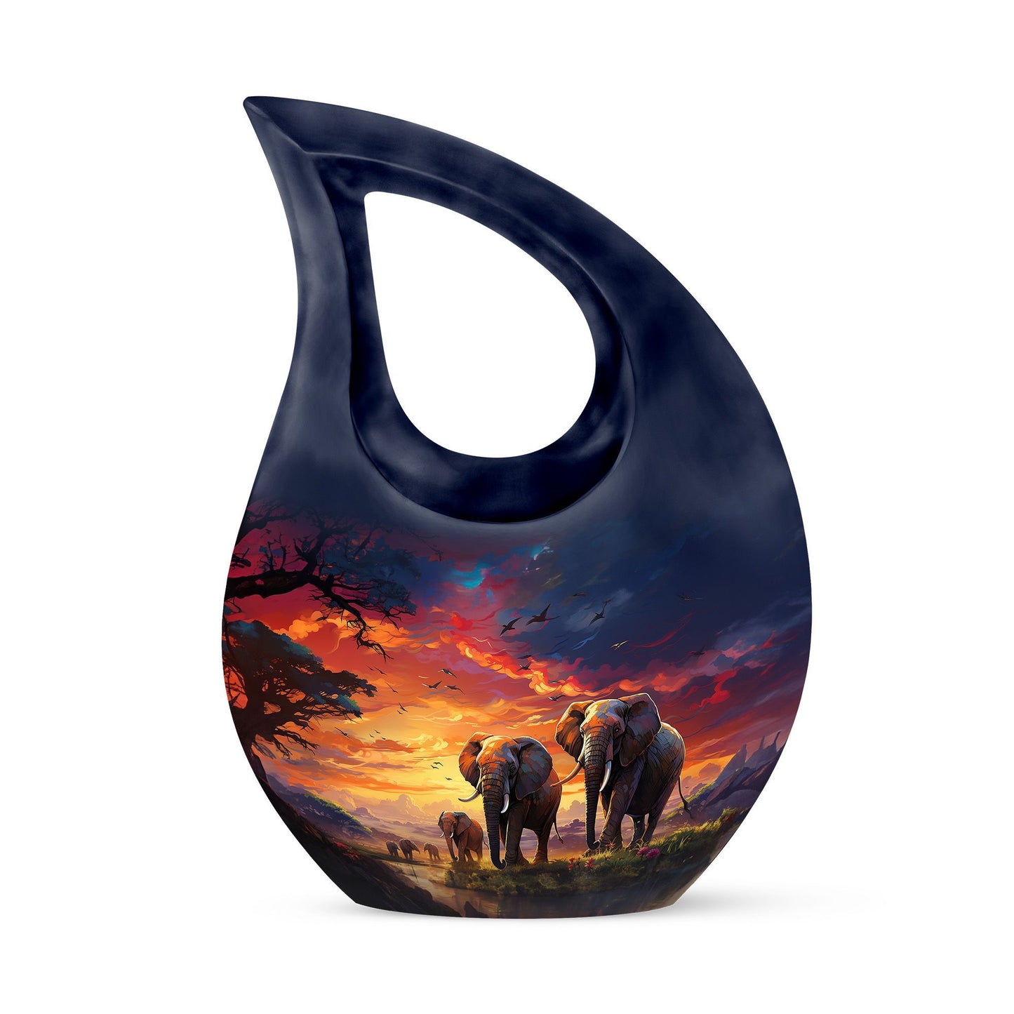 10-inch Elephant theme Aluminium Cremation Urn 