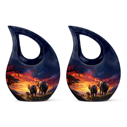 10-inch Elephant theme Aluminium Cremation Urn 