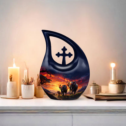 10-inch Elephant theme Aluminium Cremation Urn 