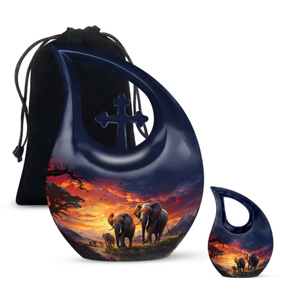 10-inch Elephant theme Aluminium Cremation Urn 