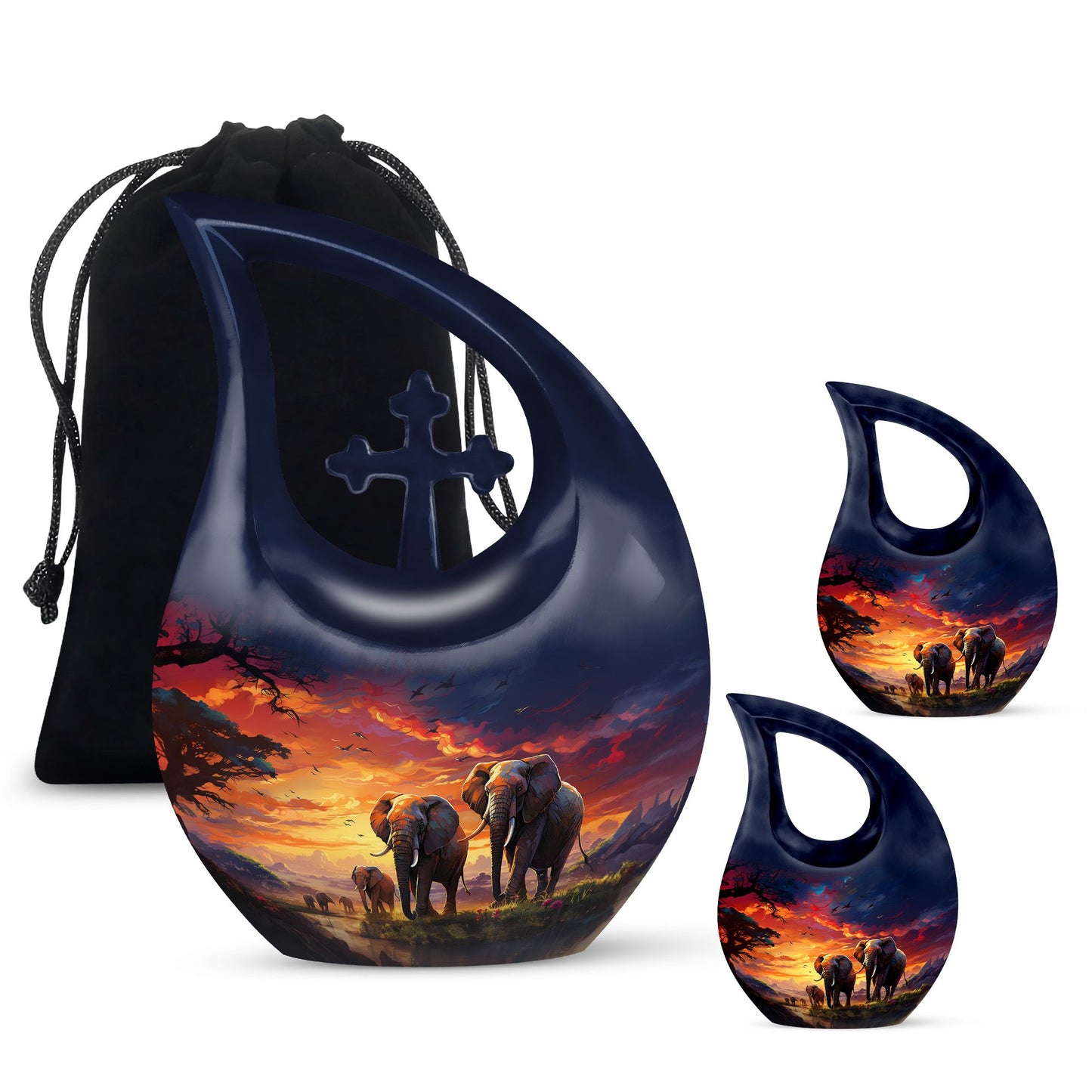 10-inch Elephant theme Aluminium Cremation Urn 