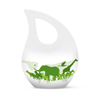 10 Inch Cross Drop Elephant Urn, Aluminum Burial Urn 