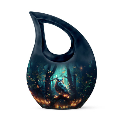  Owl urn with Cross Drop design, suitable for human ashes
