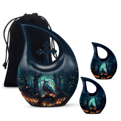  Owl urn with Cross Drop design, suitable for human ashes