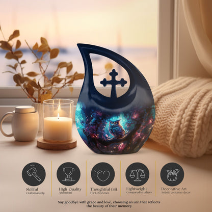 10-Inch Owl Urn with Cross Drop Design, Comes 