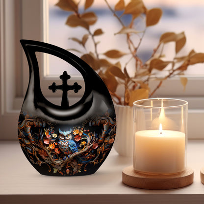 10-inch Owl Urn, Small Aluminium Memorial Urn 