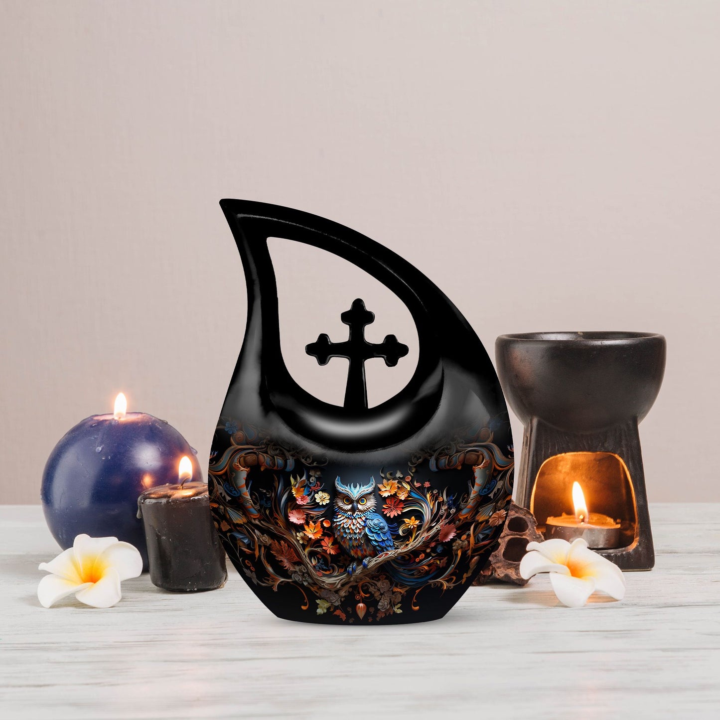 10-inch Owl Urn, Small Aluminium Memorial Urn 