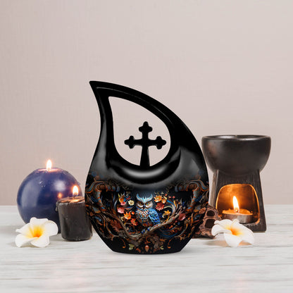 10-inch Owl Urn, Small Aluminium Memorial Urn 
