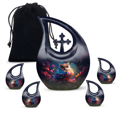 10-inch Owl Themed Cross Drop Aluminium Large Urn 