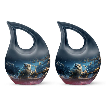 10 Inch Owl themed Aluminum Cross Drop Memorial Urn 