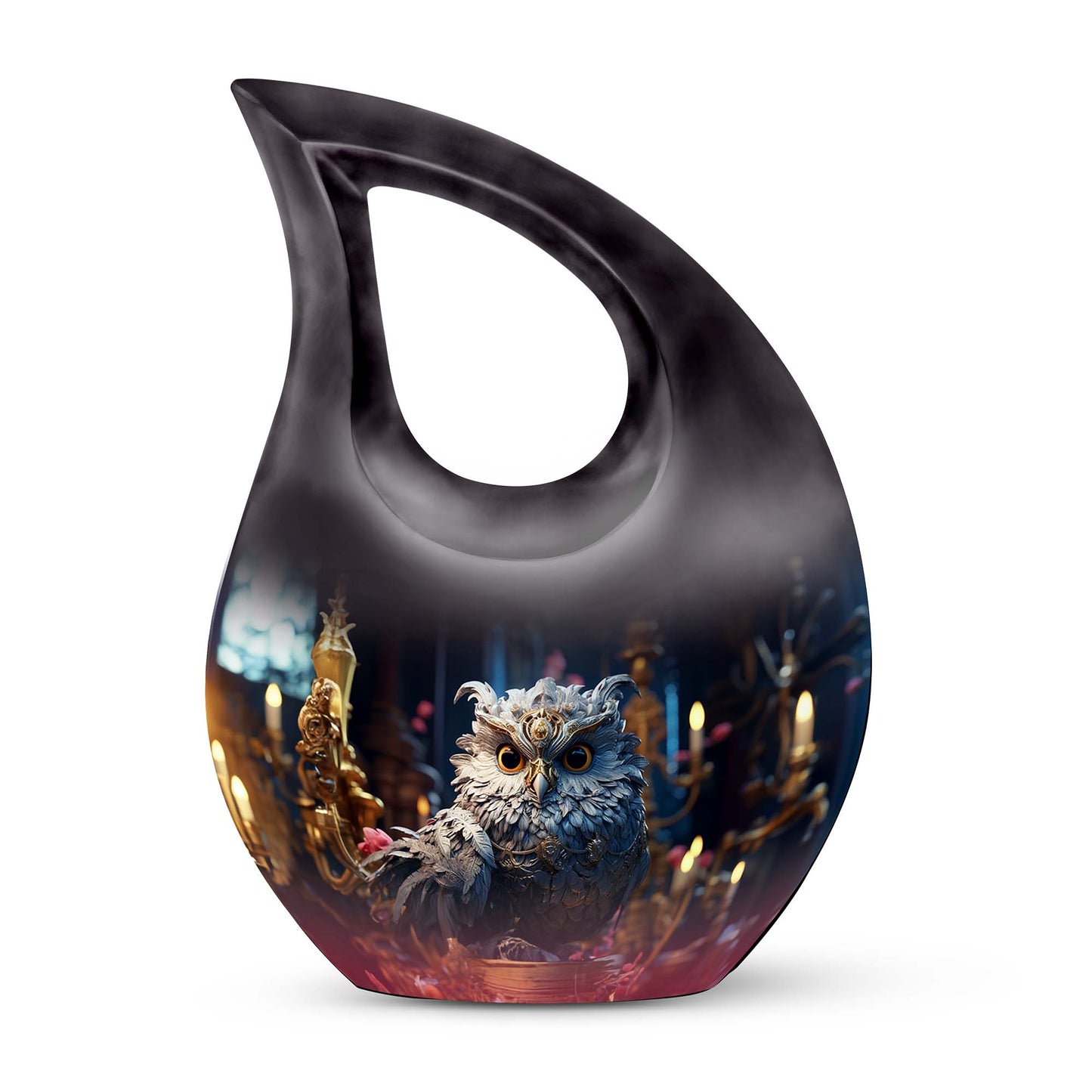 Customized 10-inch Owl Urn with Cross Drop Design, large 