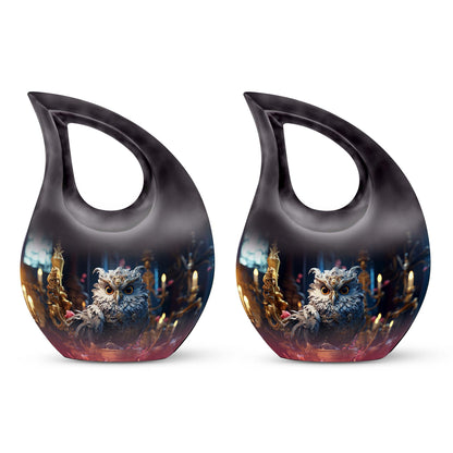 Customized 10-inch Owl Urn with Cross Drop Design, large 