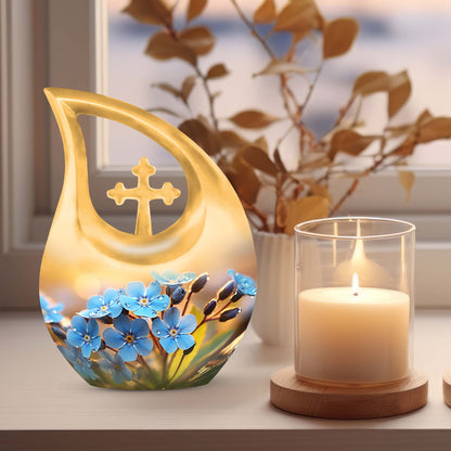 10 inch Flower Urn, Personalized Large Cross Drop 