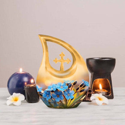 10 inch Flower Urn, Personalized Large Cross Drop 