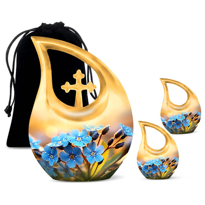 10 inch Flower Urn, Personalized Large Cross Drop 