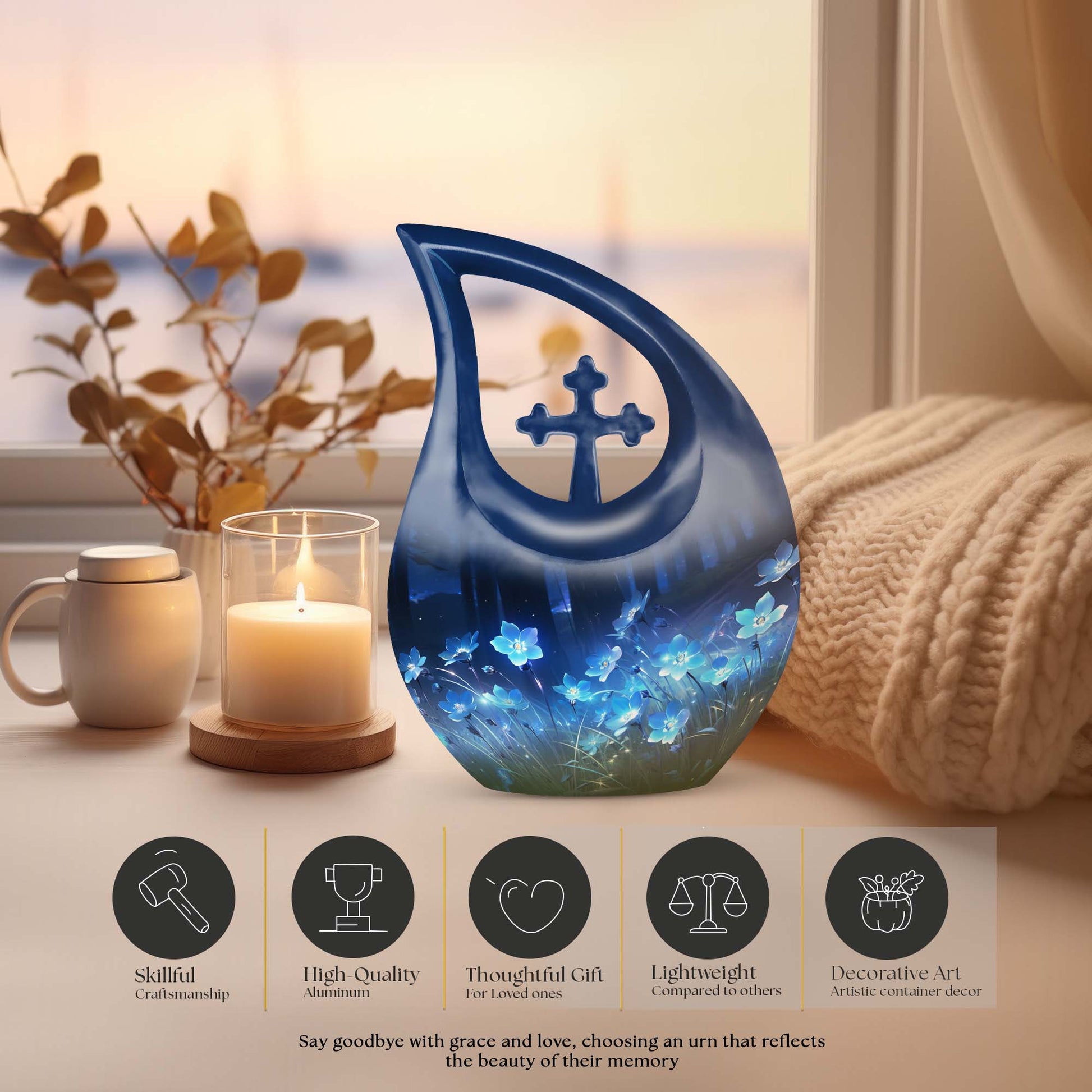 Large 10-inch Flower Urn, Cross Drop Design 