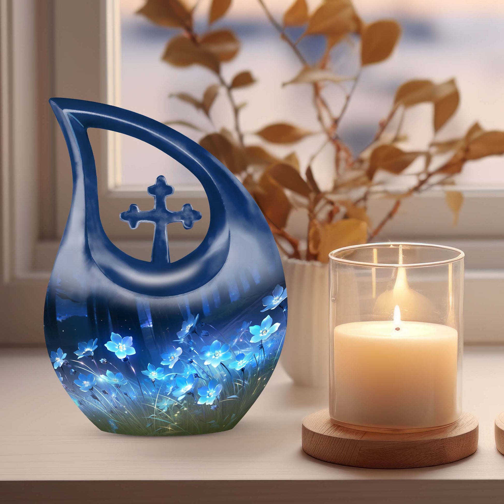 Large 10-inch Flower Urn, Cross Drop Design 