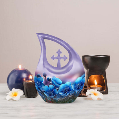 10-inch Flower Urn with Cross Drop Design, Biodegradable 