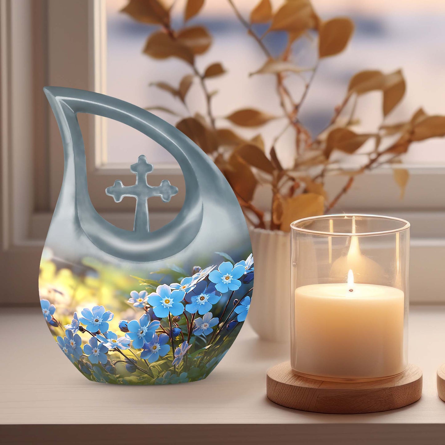 10-inch Flower Urn with Cross Drop design 