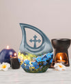 10-inch Flower Urn with Cross Drop design 