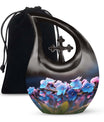 10-inch Flower Cross Drop design Gravable Large Memorial Urn