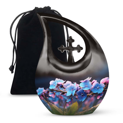 10-inch Flower Cross Drop design Gravable Large Memorial Urn