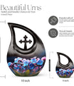 10-inch Flower Cross Drop design Gravable Large Memorial Urn
