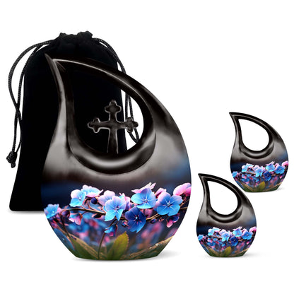 10-inch Flower Cross Drop design Gravable Large Memorial Urn
