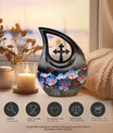 10-inch Flower Urn featuring Cross Drop design, 
