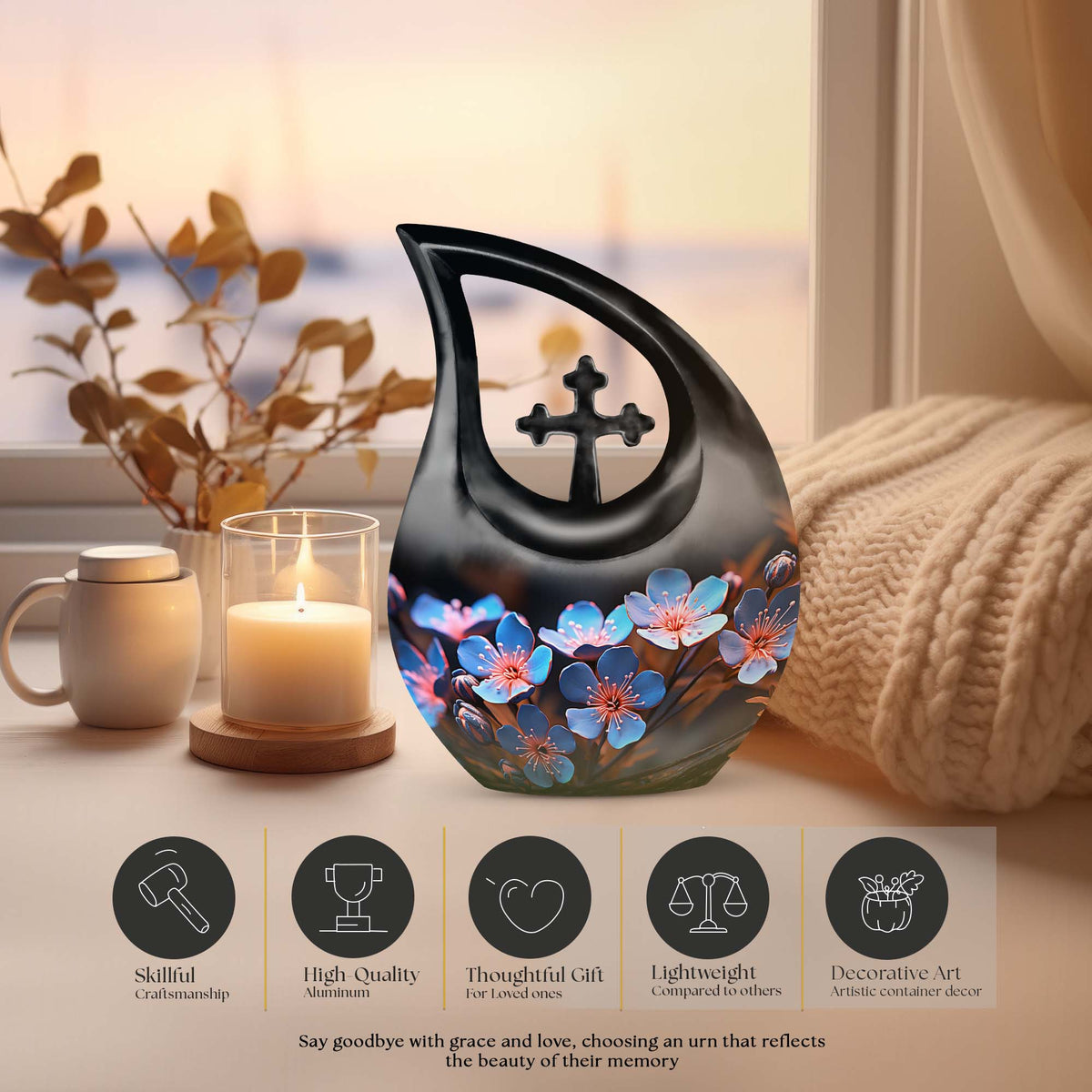 10-inch Flower Urn featuring Cross Drop design, 