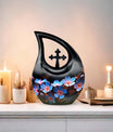 10-inch Flower Urn featuring Cross Drop design, 