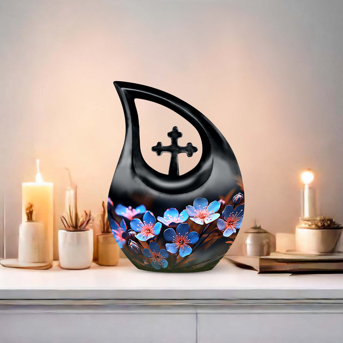10-inch Flower Urn featuring Cross Drop design, 